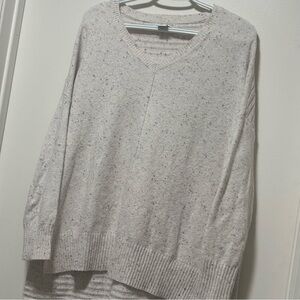 Ruby Moon Speckled Cream V-Neck Sweater high low sz small oatmeal stretch